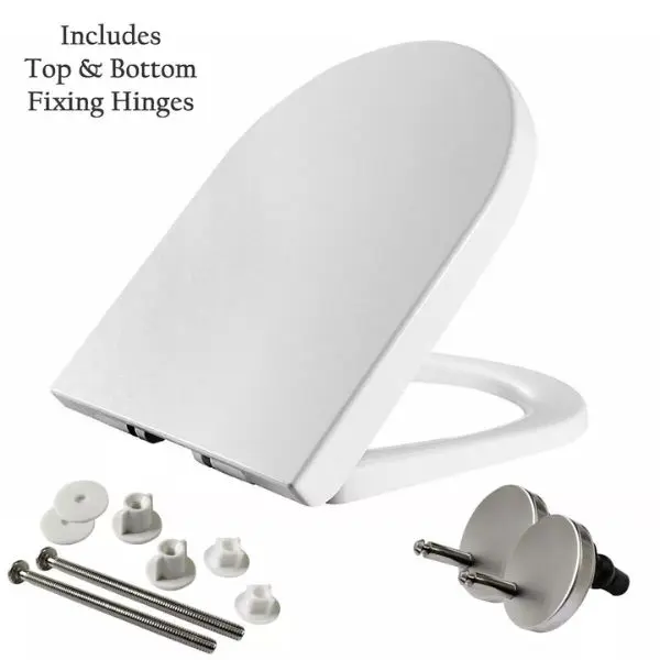 Oval Shape Soft Close Toilet Seat - White with Quick Release Top & Bottom Hinges 1