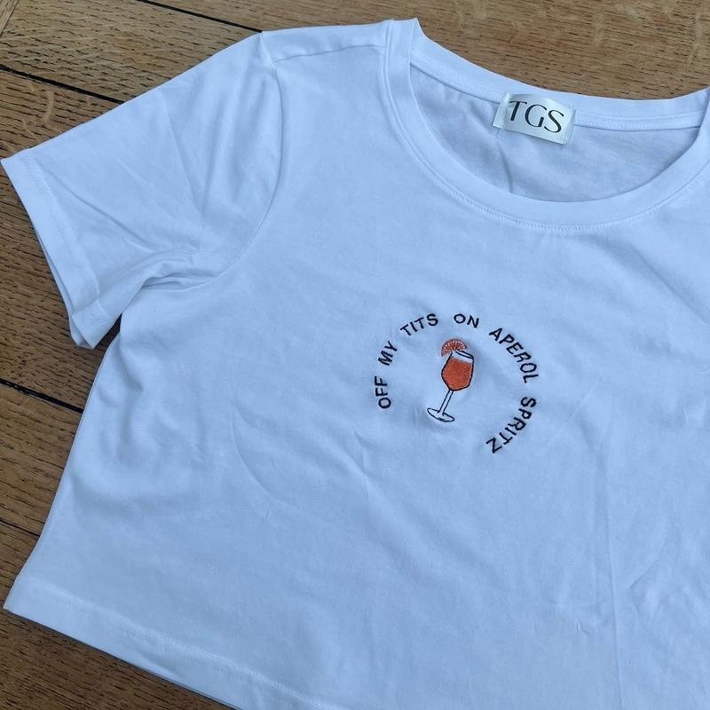 Off my tits on Aperol Spritz baby tee crop top Womenswear Streetwear Tshirt Shortsleeve Casual Round Neck 2