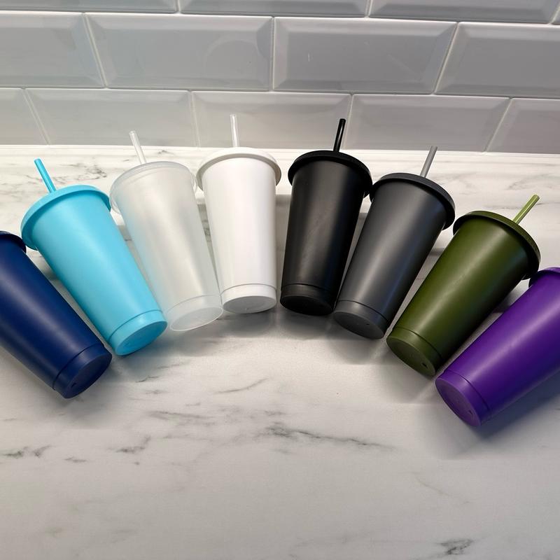 Starbucks style cold up, 700ml (24oz) capacity reusable cup. Lots of colour choices. Drinkware Stylish Water Bottles Plastic 3