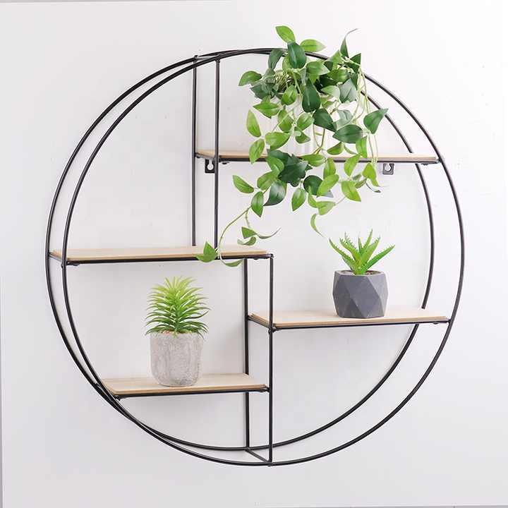 Product Introduction of NEW Metal Wire Wall Shelf Home Decor Storage Floating Round Multi-Section Shelf Shelves 2