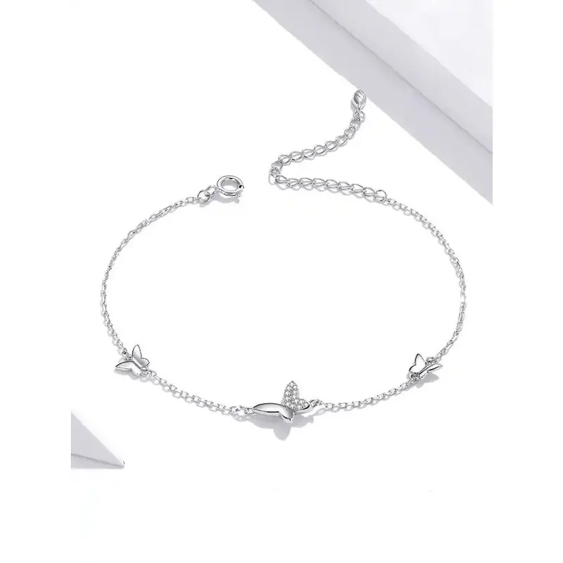 925 Sterling Silver Flying Butterfly Bracelet 4