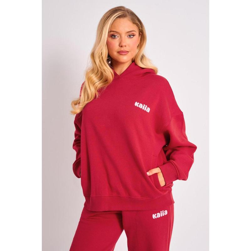 Kaiia Studio Cherry Graphic Oversized Hoodie Red & Pink 1
