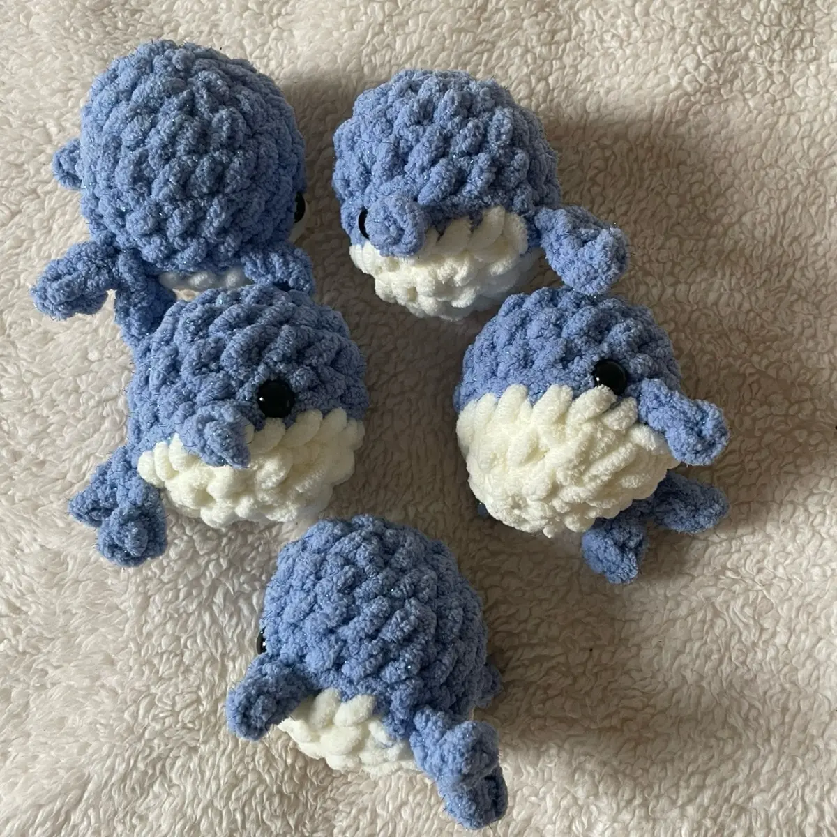 Handmade Crochet Glitter Whale Stuffed Toy - amigurumi toy
