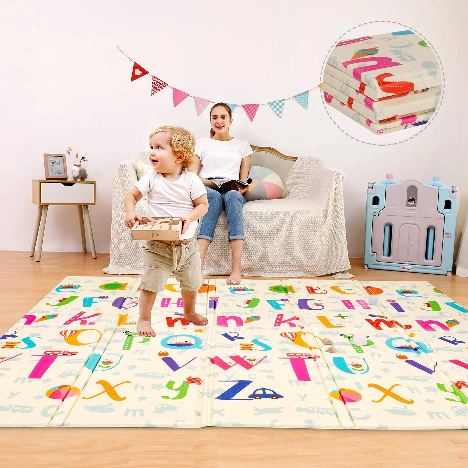 Baby Play Mat, Play Mat Babies,Foldable Playmat for Baby Floor, Newborn Crawling Mat Large Soft Thick, Waterproof Portable Reversible Toxic Free, 200x180x1cm play mat babycare playmat,Baby Play Gym