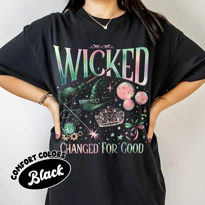 Wicked Change For Good T-Shirt, Defy Gravity Broomstick Magic Wand, Wizard Movie Fan Shirt, Wicked Musical Fan Gift Unisex Tshirt Cotton Top Garment Comfort