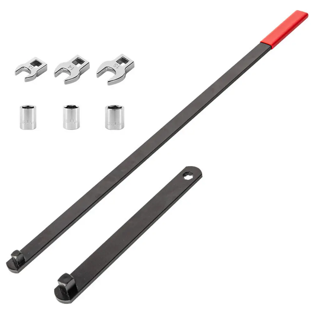8Pcs Serpentine Belt Tension Setting Tool Set 580mm Long 3/8" Pulley Wrench Kit