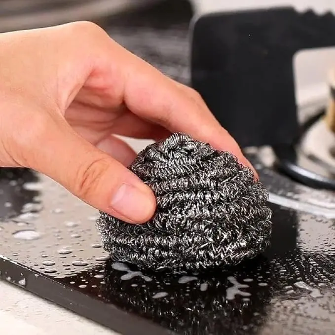 Stainless Steel Scourers, Steel Wool scrubbers Scouring Kitchen for Cleaning Non-Stick Metal Sponge Pan, 6 and 12 Pack 1
