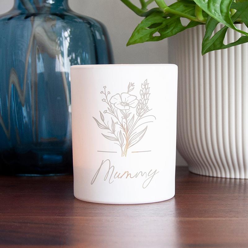 Personalised Bouquet Glass Candle Holder - Home Decor Gift, Floral Decoration 2