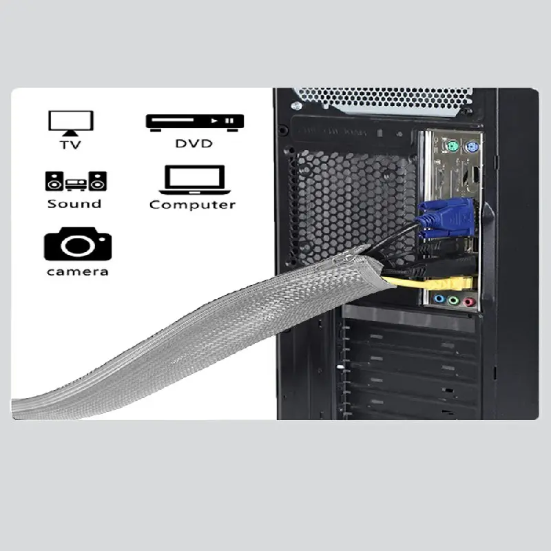 120cm Cable Tidy Zip Sleeve for PC/TV Wire Management Organisers Cable Cover Protector Protection 8