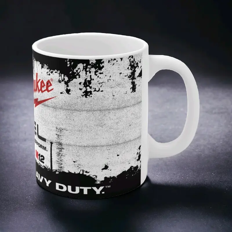 Retro Vintage White Milwaukee Power Tools Oil Can Mug Car Mechanic Tea Coffee Mug Drinkware Tumbler Washable Ceramic Reuse Cup drinking glass Reusable Multicolor 3