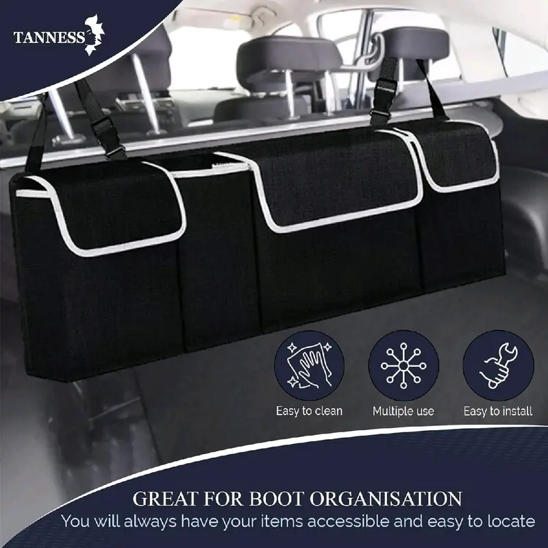 Car Boot Organiser Back Seat Hanger Tidy Storage Bag Pocket Hanging Pouch Large Foldable 7