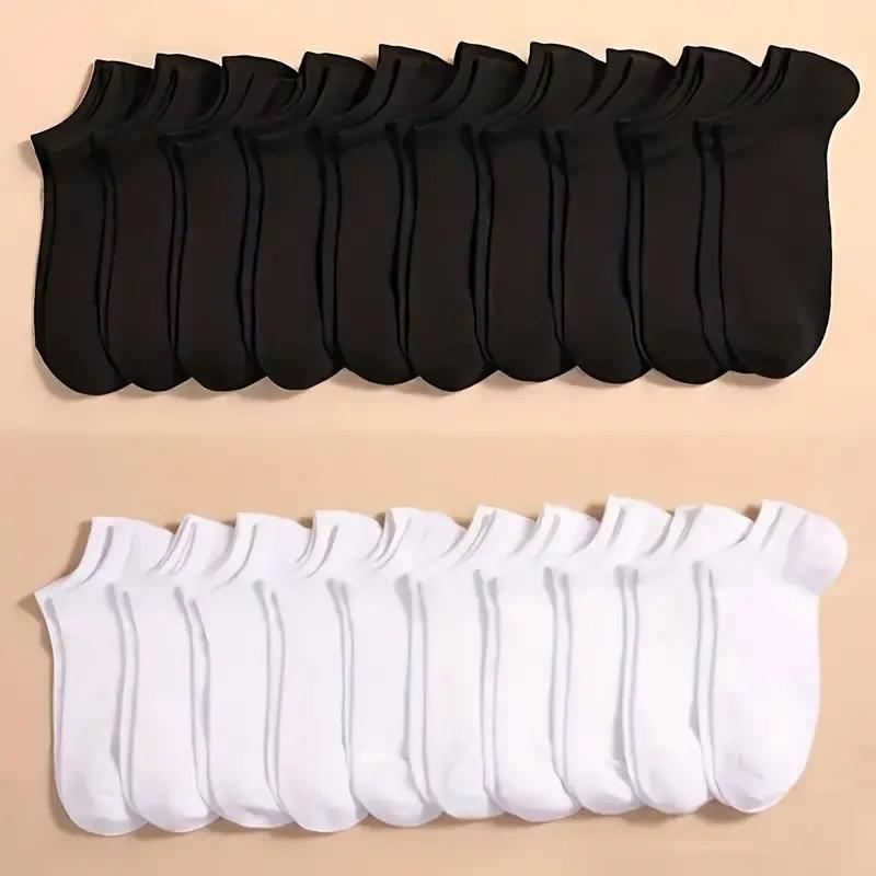 Women's 10 Pairs Plain Ankle Socks, Low Cut Breathable Comfortable Socks For Women, Casual Minimalist Plain Ankle socks, Womenswear  Comfy, Everyday, Simple, School 3