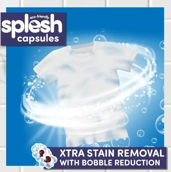 Splesh 3 in 1 Xtra Stain Removal Laundry Capsules - Bulk Buy, 140 Washes 1 Pack - Household 3