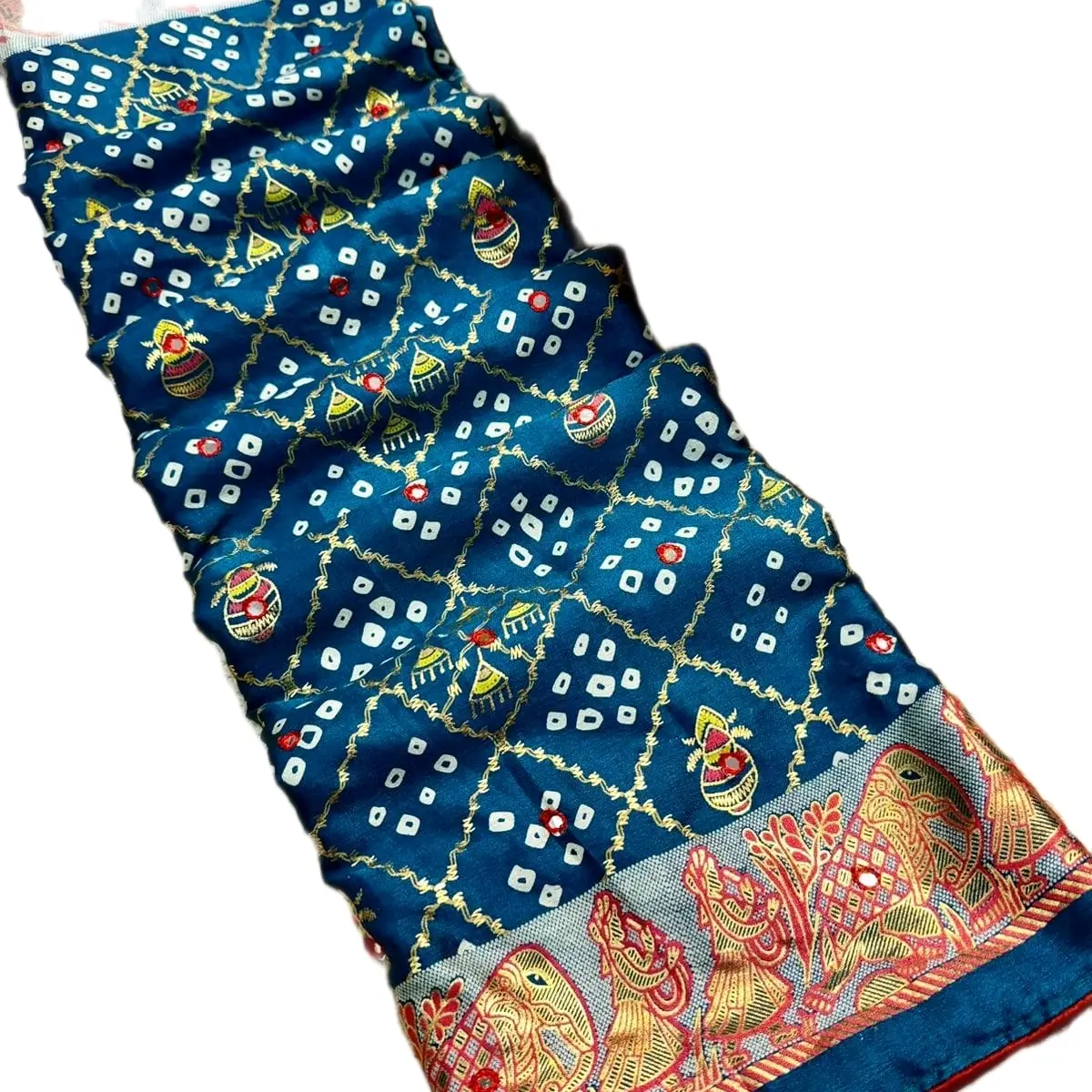 Premium Quality Chiffon Bandhini Sarees with All Over Print for Women - Casual Wear - Womenswear