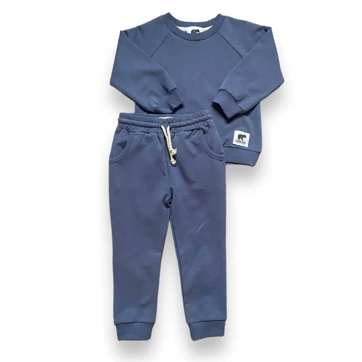 Dark Blue Girls Boys Organic Cotton tracksuit Little Cub