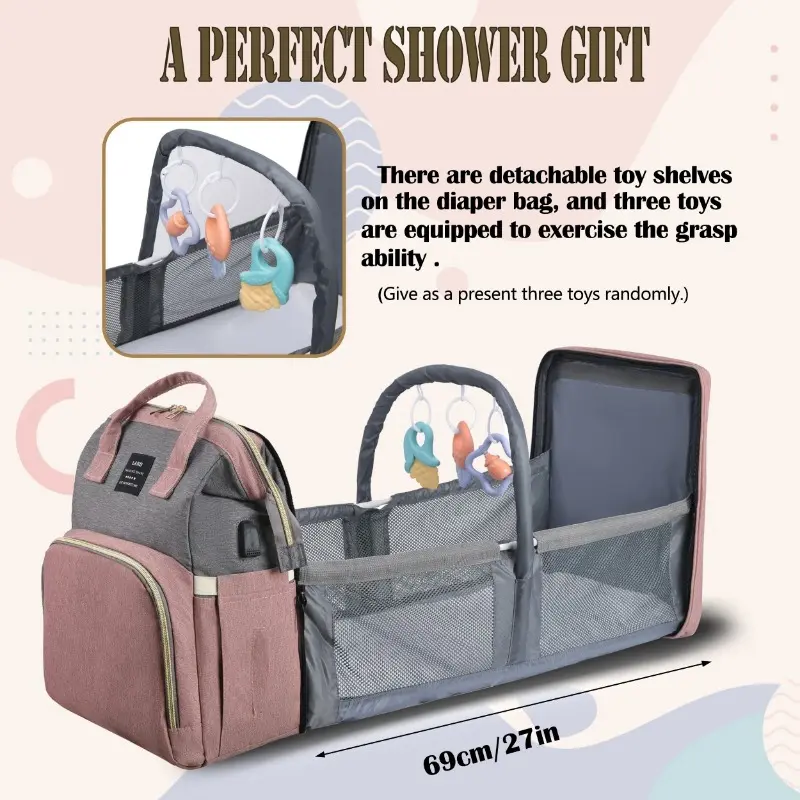 Multifunctional Diaper Backpack with Changing Station, Portable Travel Baby Bag Organizer, Soft Shell Polyester, Utility Pockets, Large Capacity, Baby Registry Must-Haves, Ideal Baby Shower Gift 8