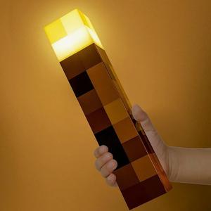 Miner Minecraft Pixel Torch Cordless LED Light Night Lamp Handheld Light for Nighttime Play USB Children Gift Gag Toys Present Holiday Essentials Durable Plastic Colorful Smartphones