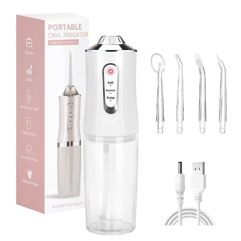Cordless Dental Water Floss We Oral Irrigator Teeth Cleaner with 4 Jet Tips 4