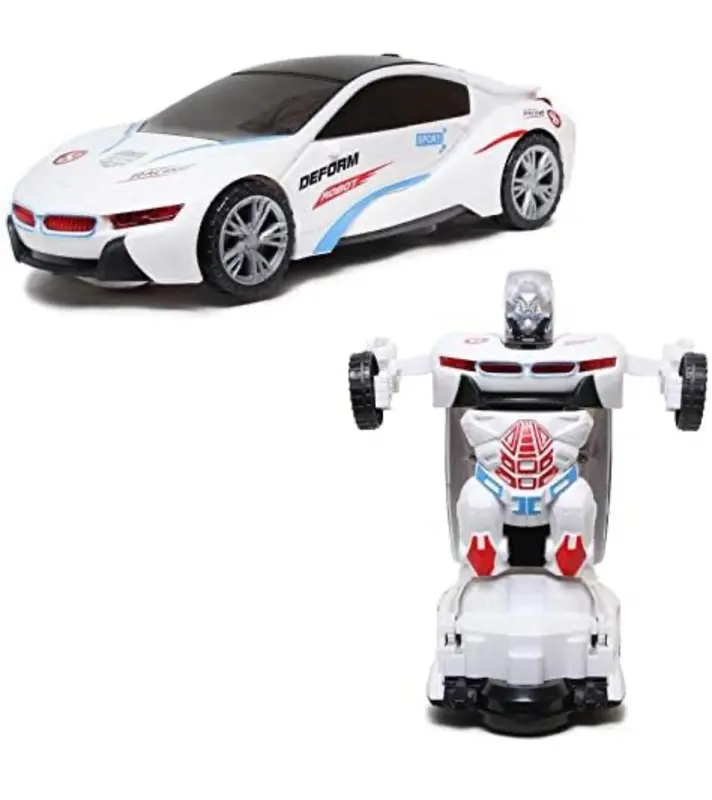 2-in-1 Robot Car 3D Lights Music Transformer Toy Car With lights & Music Battery Operated 2