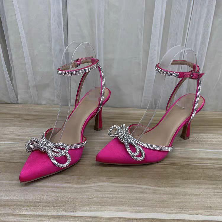 2025 Women's Elegant High Heel Shoes With Bow Decoration With Dress Cheer Footwear Summer 7