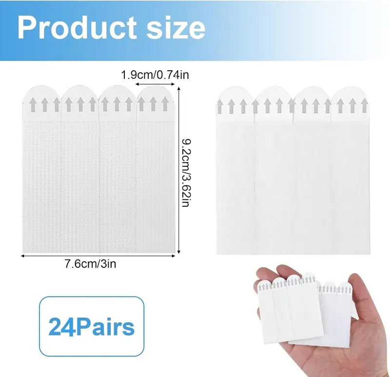 24 Pairs(48 Strips) Picture Hanging Strips, 92*19 MM Heavy Duty Adhesive Strip, Removable Wall Hanging Strips Heavy Duty Damage Free No Marks for Photo Frame Stickers Posters Mirrors Hanging 1