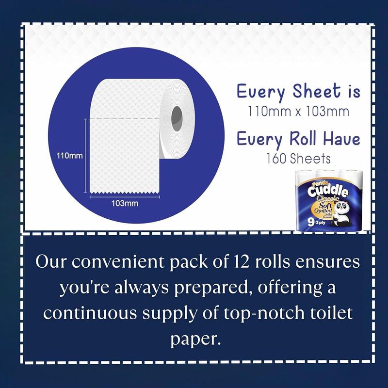 45 / 90 / 135 Panda Classic / Aloe Vera / Lemon Scented Fragranced Soft Quilted Gentile Toilet Tissue Paper Rolls 3 Ply Embossed Loo Roll Bathroom Paper Super Thick 200 Sheets Value Family Bundle Pack Personal Wall 2