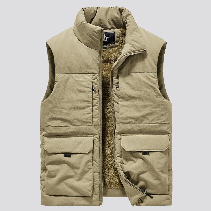 FaShion Large Male Warm Waistcoat Fleece Vest Men Men's Multi-Pocket Clothing Winter Vest Jackets Sleeveless Coat 8