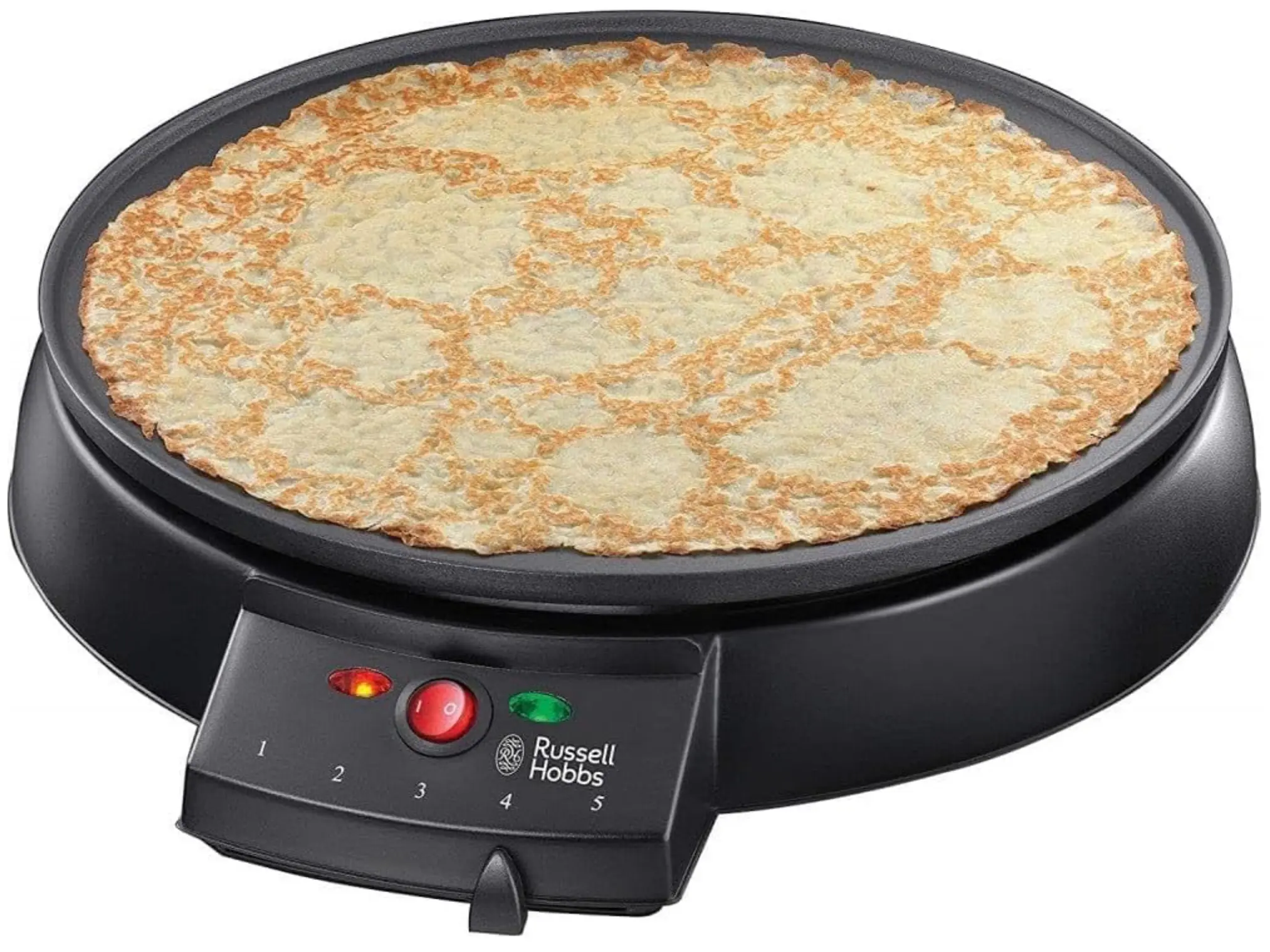 Russell Hobbs Electric Crepe & Pancake Maker - Large 30cm (12 inch) easy to clean Non-stick hotplate, Crepe making tools inc, Adjustable thermostat, Power on & temp indicator light, 20920