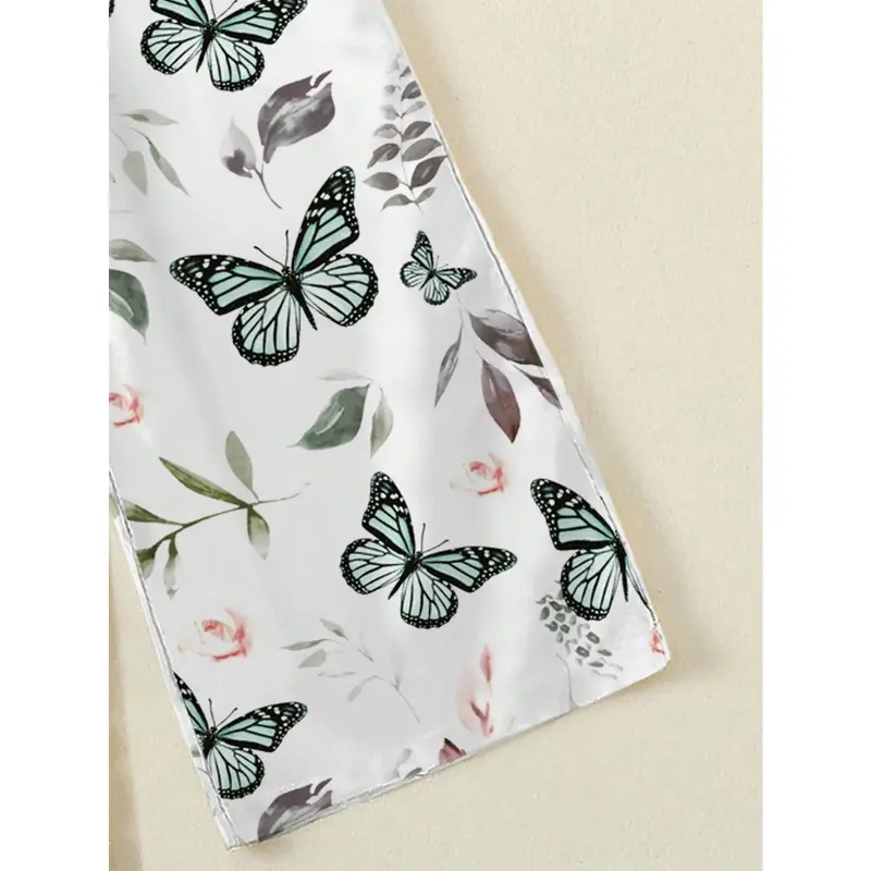 Young Girl Summer New Butterfly Printed Shirred Detail Strap Jumpsuit 4