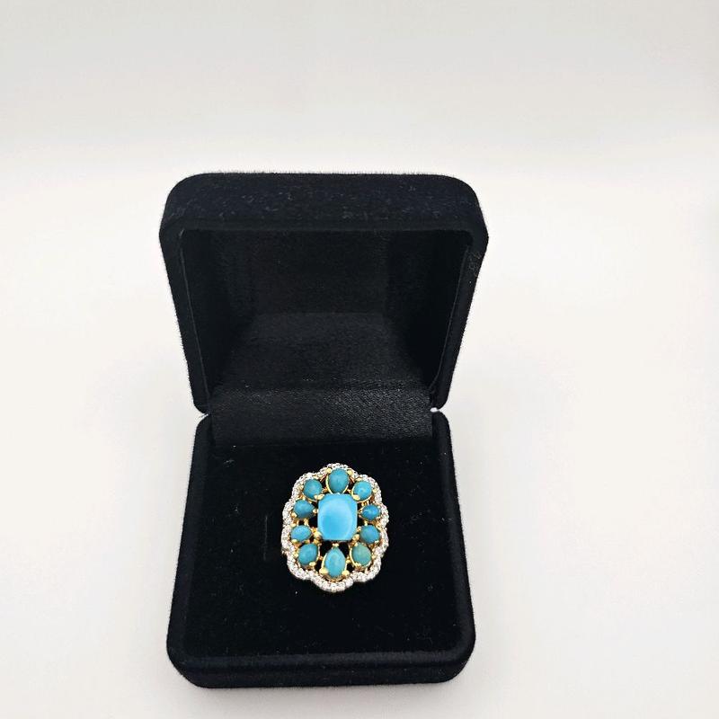 Turquoise Ring for Women - NaurattanSilver with Zircon Studs and Handcrafted Design 0