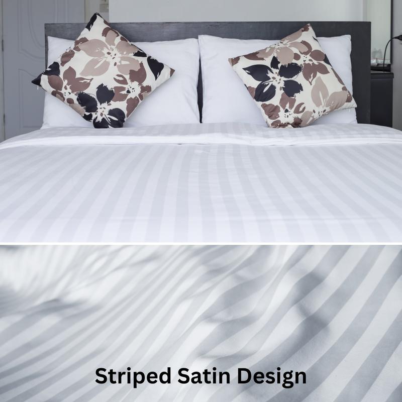 Microfibre Duvet Cover Hotel Quality Bedding Set Satin Stripe  Quilt Duvet Covers, Solid Soft & Comfy Bedding Cover Set Breathable Duvet  Set Satin  Bed  Sheets Mattress  Protector 8