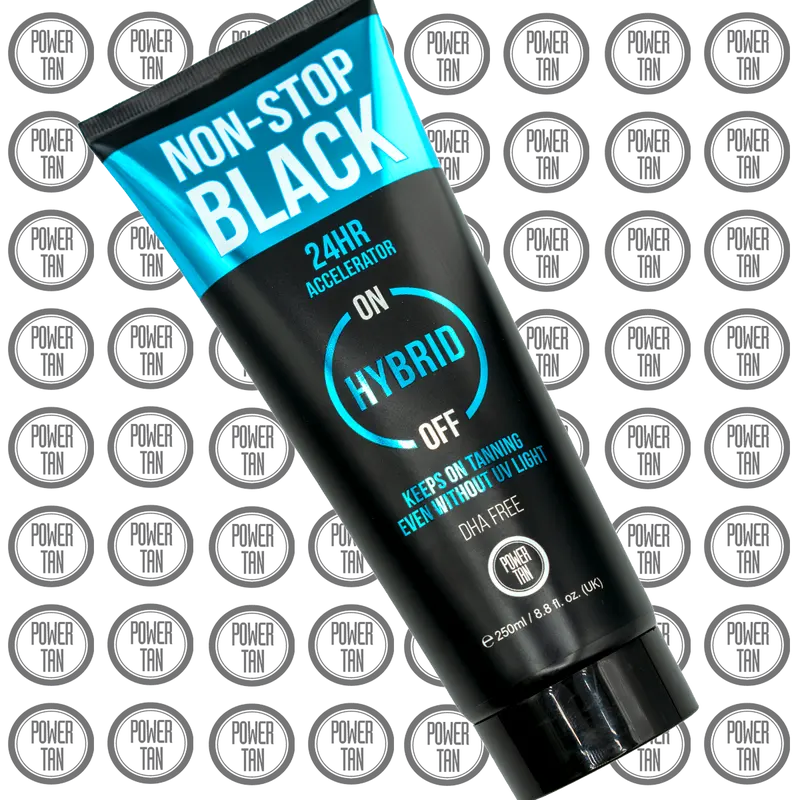 Power Tan Non-Stop Black (DHA FREE) 24hr Hybrid Sunbed Tanning Accelerator Lotion Cream Self Tan Tanning Applicator Skincare 0