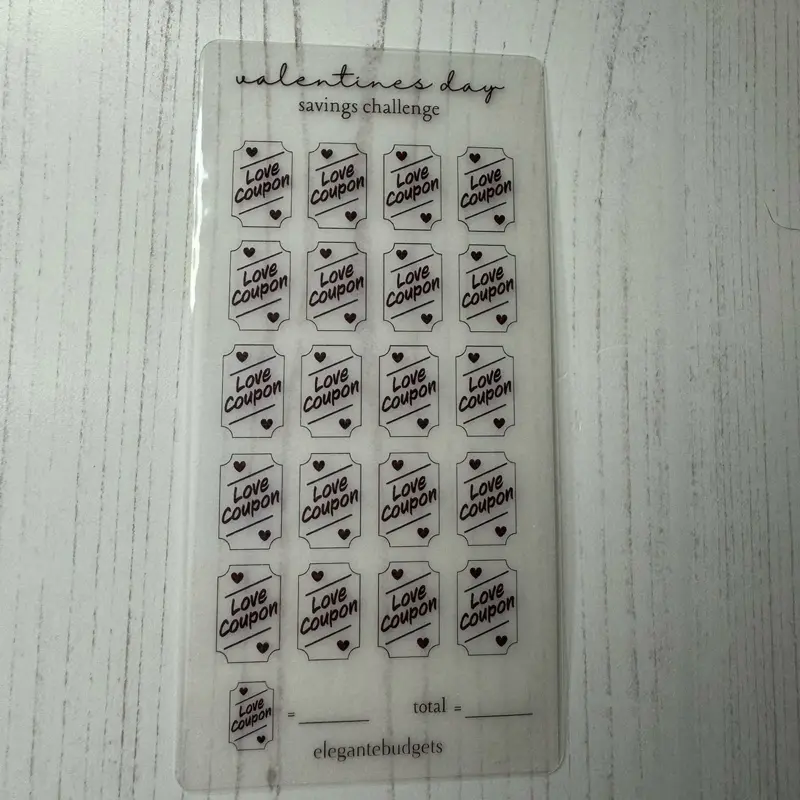 Cash stuffing vellum Valentine’s Day saving challenge