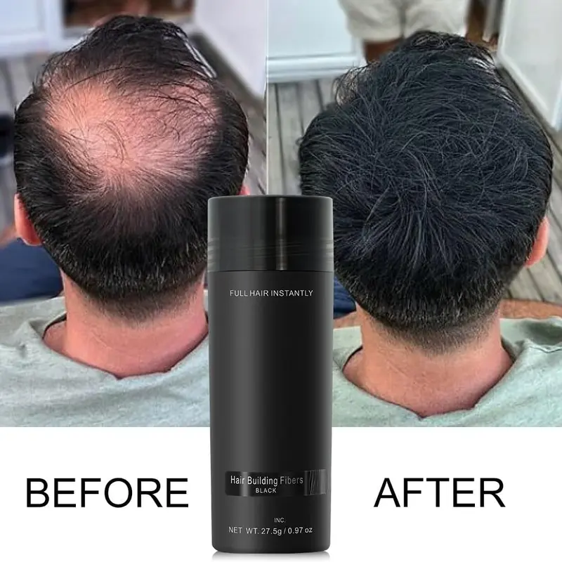 Hair Building Fibers,Natural Hair Fibers for Men & Women,Hair Fibres Black,Hair Powder for Thinning Hair,Easily Cover & Waterproof,Hair Loss Concealer,Instantly Conceals Hair Loss Hairline-Black 1