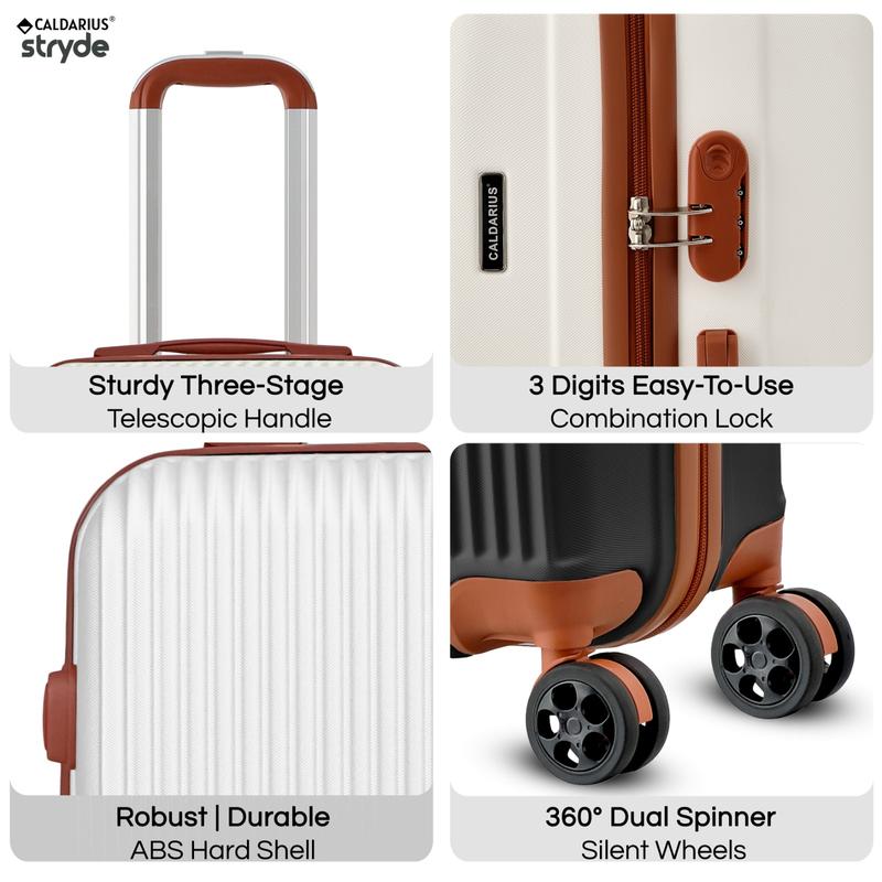 CALDARIUS Suitcase Large | Large Suitcase | Hard Shell | Large Suitcase |3 Digit Combination Lock|Lightweight l 4 Spinner Wheels|Large 28" Hold Check in Luggage| lTelescopic Handle Trolley (White) 2