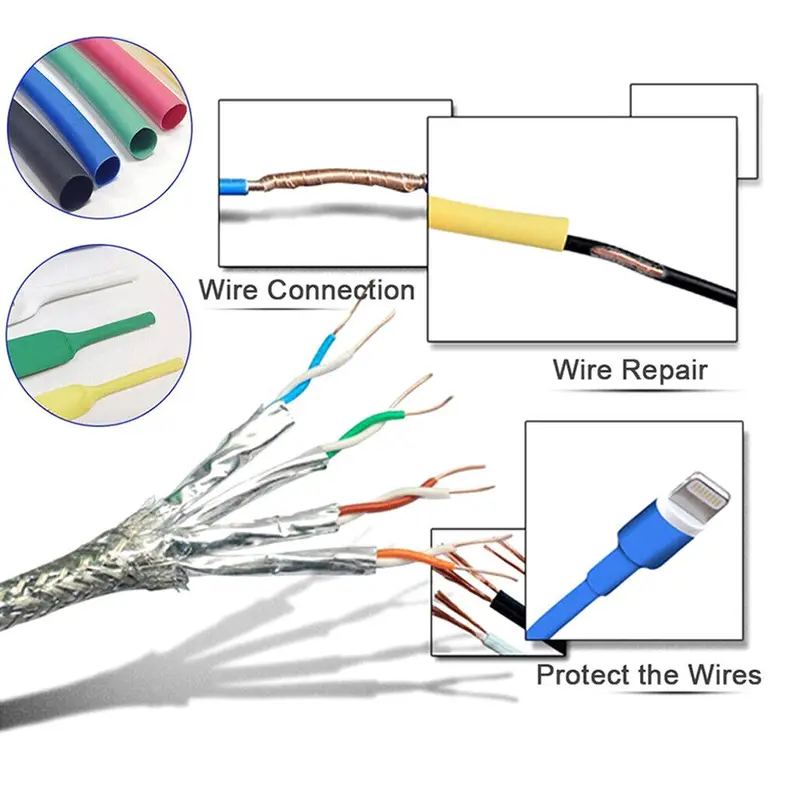 328Pcs Heat Shrink Tubing Electric Insulation Tube Heat Shrink Wrap Cable Sleeve 2