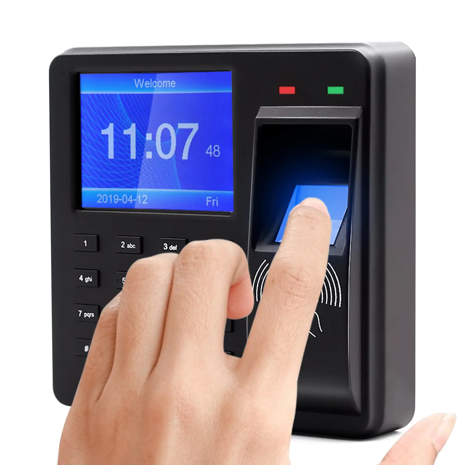Lixada Access Control Time Attendance Machine Fingerprint/Password/ID Card Recognition Time Clock with 6.1 cm Display Screen Employee Checking-in Recorder Multi-language Support U Disk Export Report for