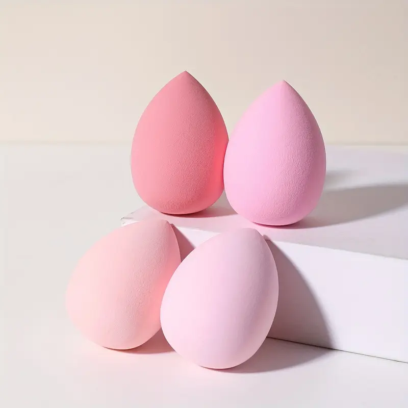 4pcs Pink Makeup Sponge Kit, Waterdrop Shape Foundation Blending Sponge, Soft Beauty Blender Sponge Flawless For Liquid, Cream, And Powder, Wet And Dry Dual Use Boun Boun Sponge, Ideal For Makeup Beginner Artist 3