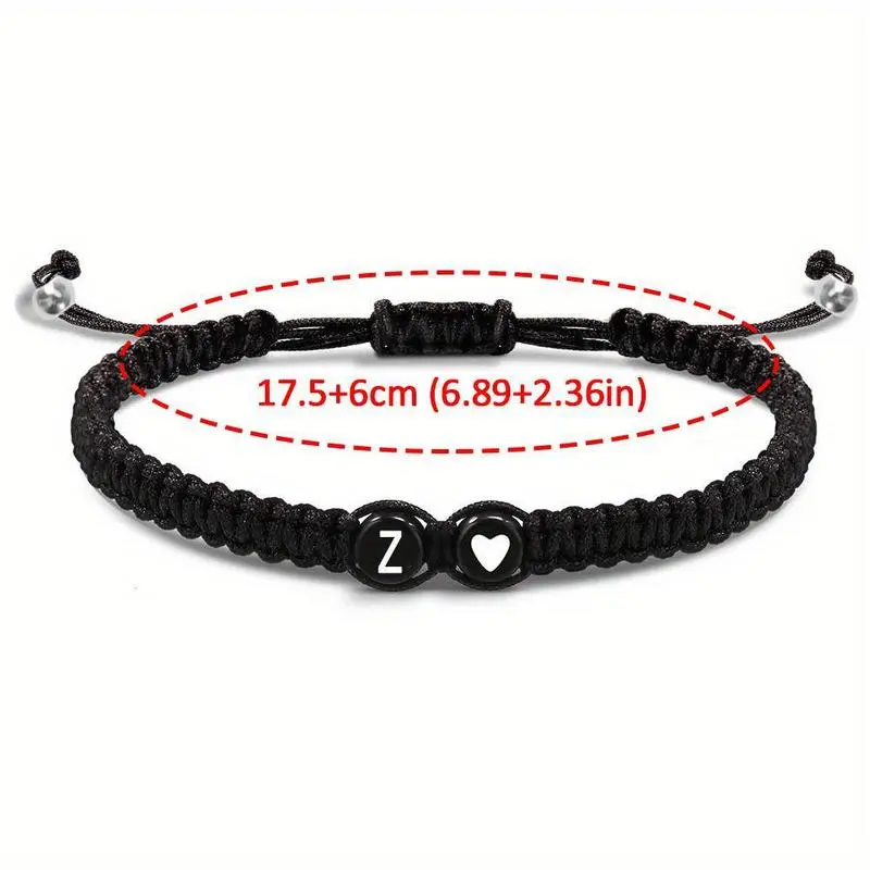 Woven Alphabet Bracelet, Women's Heart Initial Bracelet for Mom Daughter Birthday, Christmas Gift 1