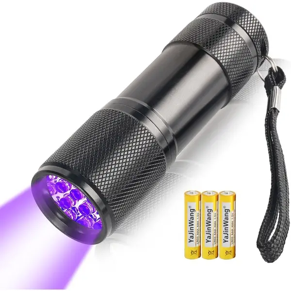 AUXHCYL UV Torch Light,9 LED 395nm Ultraviolet Flashlight Torch, Black Light Detector for Pet Urine on Floors/Carpets,3 AAA Batteries Included