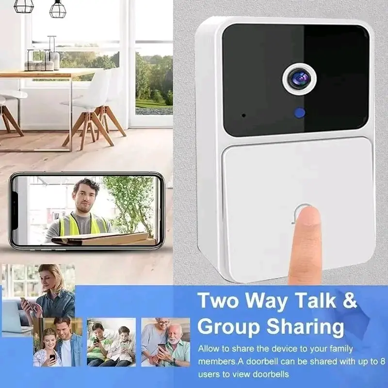 Intelligent Wireless Remote Video, High-Definition Night Vision Doorbell, WiFi Rechargeable Safety Doorbell Camera, Two-Way Call, Photo, Recording, Application Control, For Home Safety 3