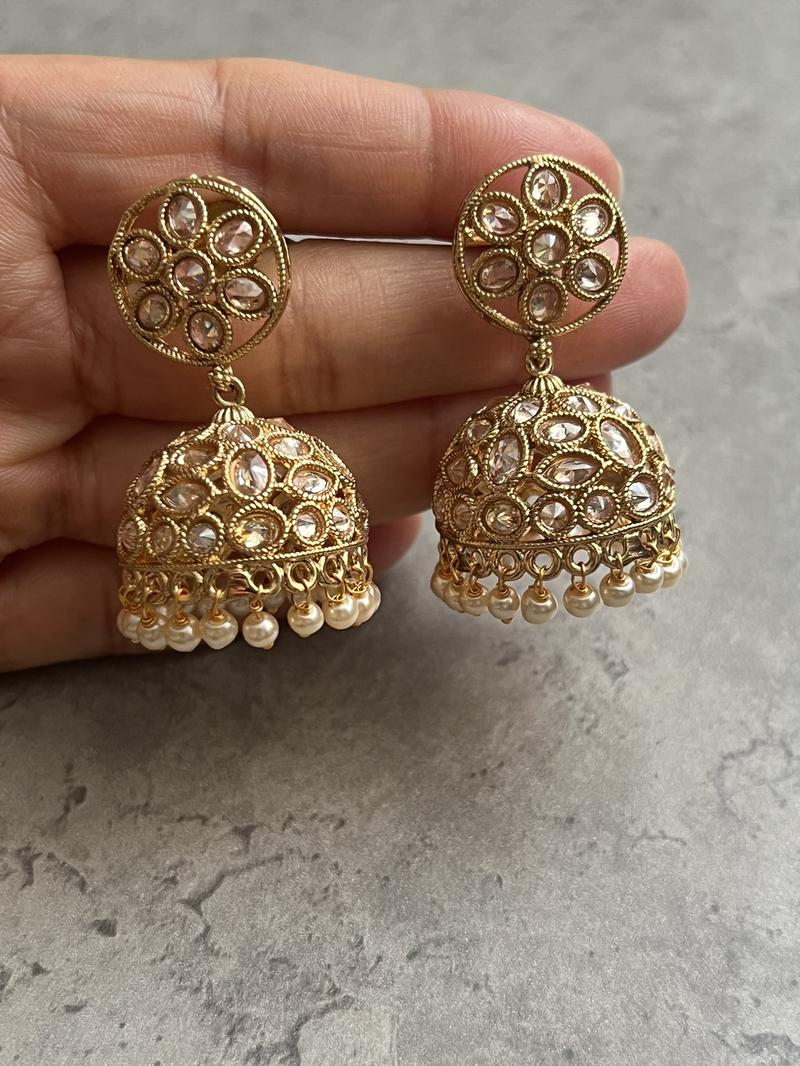 Product Introduction of Traditional Gold Desi style Drop Earrings 1