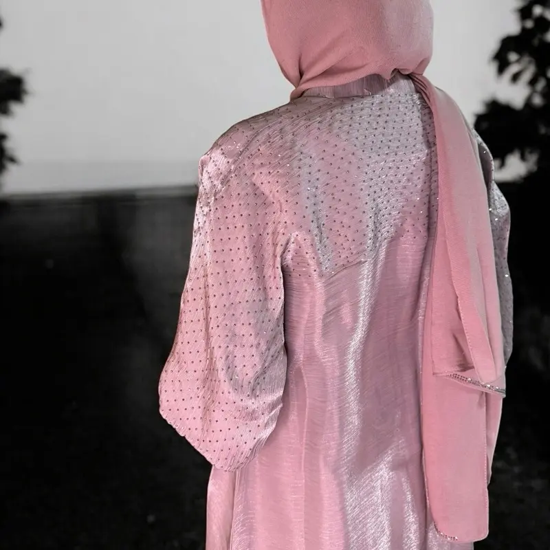 Enchanted Aura Luxe Abaya - Organza 4 Piece Abaya. This elegant set includes Inner garment, Cardigan, Hijab and stylish Belt. women ramadan 0