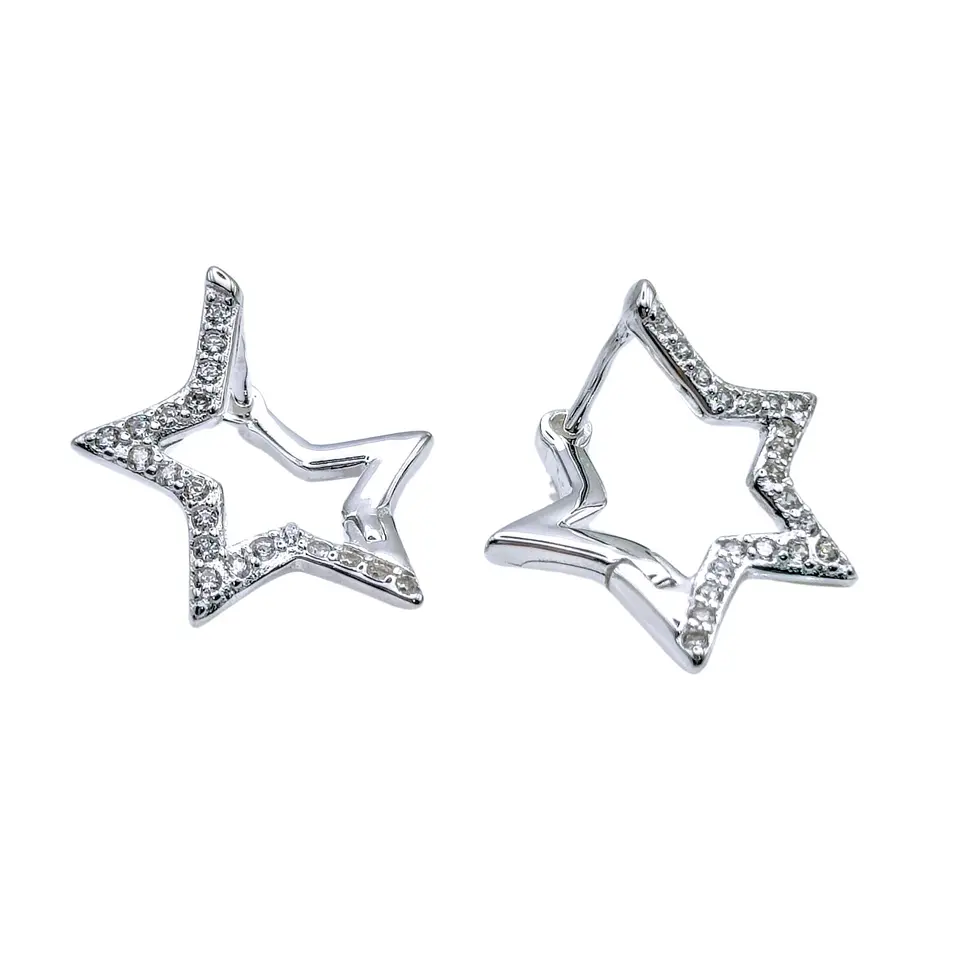 Sparkly Star Huggie Hoop Earrings