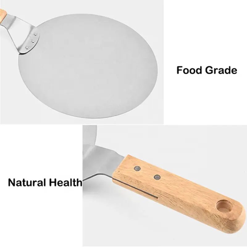 12Inch Stainless Steel Pizza Paddle Peel Bakers BBQ Oven Tray Wooden Handle UK 7