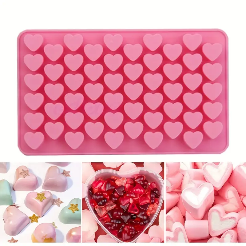 1pc 55 Holes 3D Ice Cube Tray Mini Heart Silicone Mold Chocolate Fondant Mould Pastry Jelly Biscuit Baking Cake Decoration Tools Kitchen Accessories 1