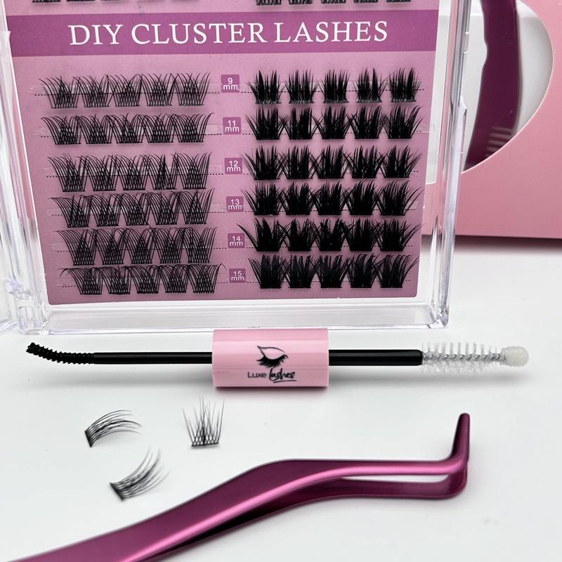 LuxeLashes DIY Lash Extension Kit – 70 Spike Fans, 20D Volume, Pro Bond & Tweezer | Top & Bottom Cluster Lashes (D-Mix 5-16mm) for Home & Salon Use – Viral Beauty Must-Have! 5