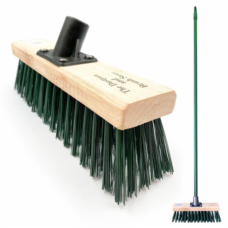 Heavy Duty Stiff Outdoor Yard Broom 11" Sweeping Brush with Metal Handle Comfortable 1
