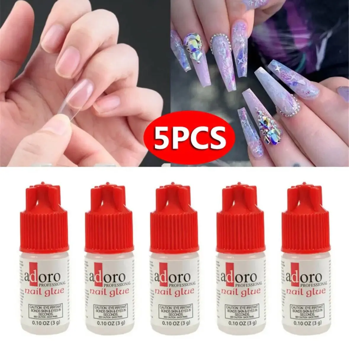 5 x 3G Extra Strong Nail Glue Clear Strong Adhesive Acrylic False Nails Tips Art