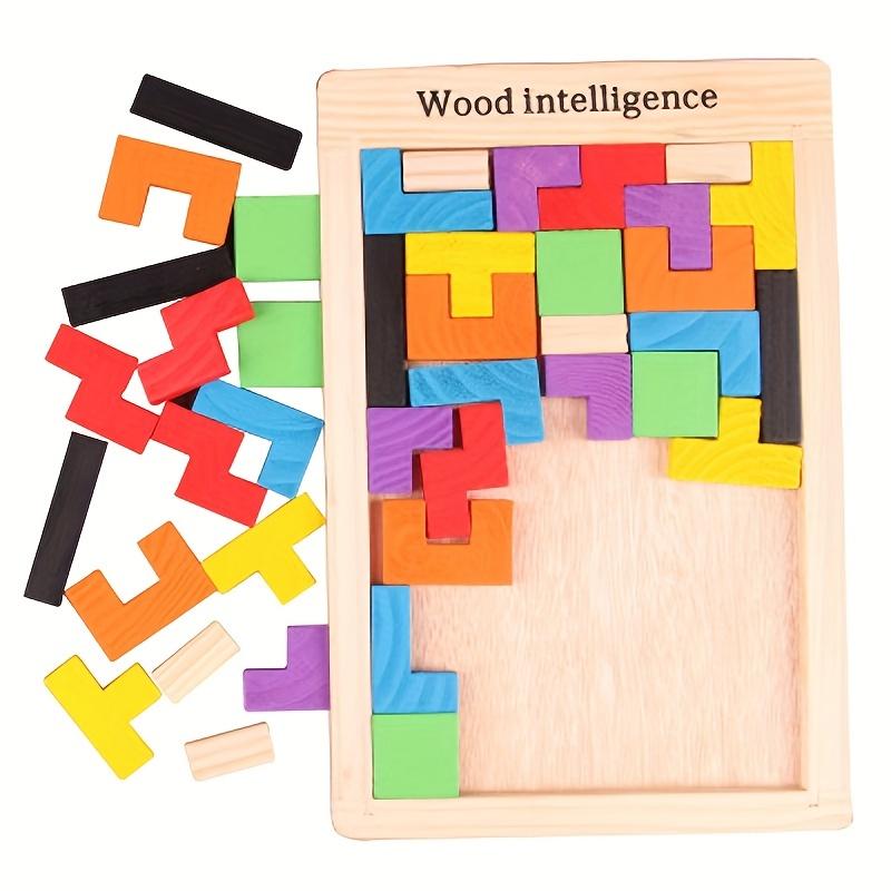 Product Introduction of Wooden Blocks Puzzle Brain Teasers Toy Tangram Jigsaw Intelligence Colorful 3D Russian Blocks Game STEM Educational Gift, Halloween, Christmas Gift, Thanksgiving Day Gift 1